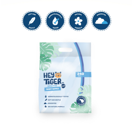 Hey Tiger Sensitive Baby Wipes 240 Sheets