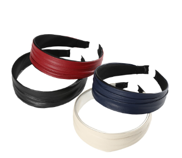 Korean Leather Ruffled Hair Band Woman Cool Wide Side Headband Fashion Hair Hoop Hair Accessories