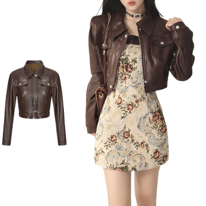 Lovito Women Casual Plain Zipper Basic Hooded Jacket L64AD042 (Brown)