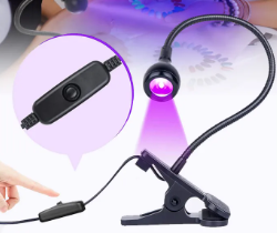 USB LED Clip Lamp Money Detect Light UV Light Nail dryer Violet Light Lamp Nail Glue Curing Purple Light 3W UV Mobile Phone Detector Inspection USB Plug Gel Nail Clip Light