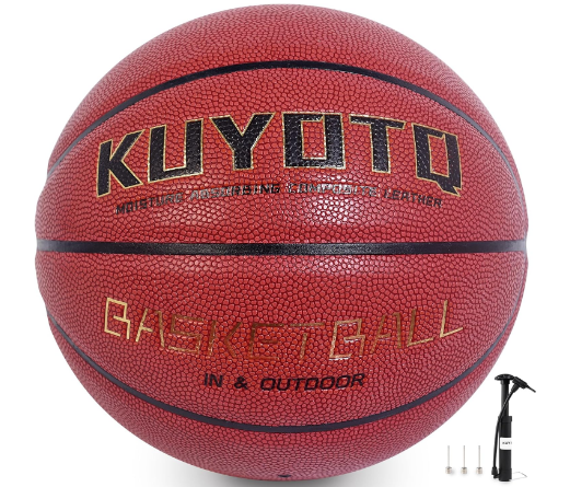 Basketball Size 7 Composite Leather Moisture Absorption Super Grip Anti-Slip Basketball 29.5" in&Outdoor Adult Basketball Gifts for Game and Training (Deflated,with Pump+3Needles)