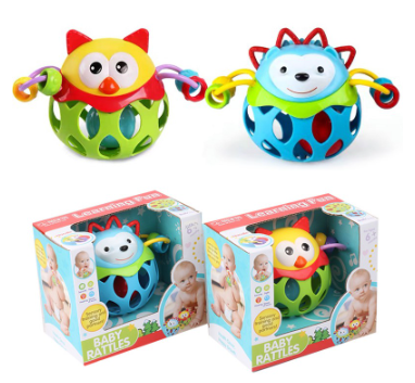 Animal Rubber Roll Around Baby Rattle Ball Toy