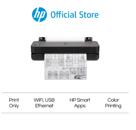 HP DesignJet T250 24-inch Compact Large Format Plotter Printer (up to A1 size) with Mobile Printing