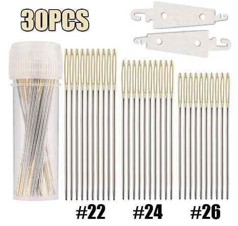 30pcs Cross Stitch Needles with Stainless Steel Needle Threader for Embroidery Cross Stitch