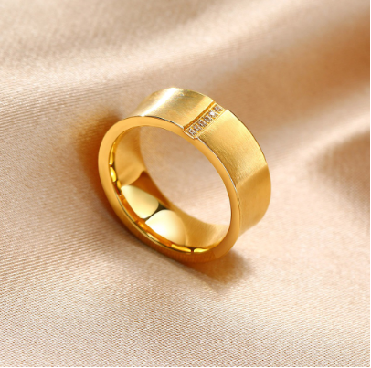 Stainless Steel CZ Stone Inlay Eternity Ring