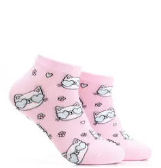 Iconic Socks Cat Pattern Pink Women's Ankle Socks