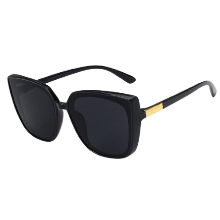 Lovito Women Casual Plain Metal Sunglasses LNA32250 (Black)