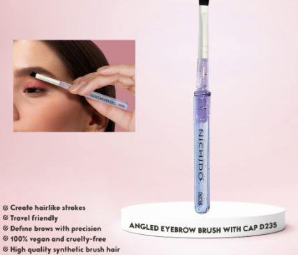 NICHIDO Angled Eyebrow Brush with Cap D235