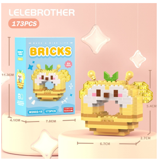 Lboyu Cute Cartoon Donut Building Block Ornaments Compatible with Lego Children's Toys M12