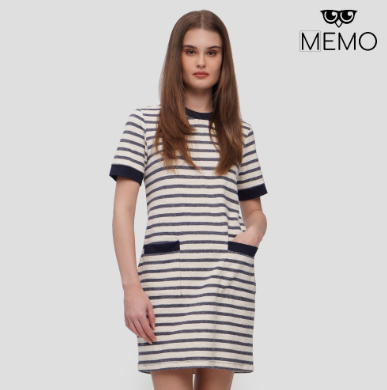 Memo Striped Shift Dress For Women Blue