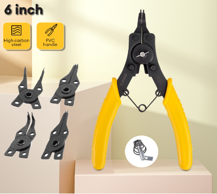 Deli 6" Circlip Pliers 5-in-1 Multifunctional Retaining Ring Pliers Lnner Supports Pliers DL104506
