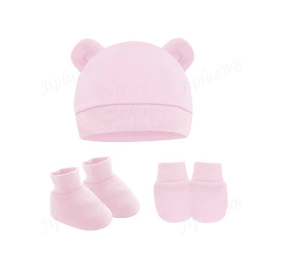 Baby hat Baby Mittens Booties Set newborn cap infant hats fashion Soft Cotton newborns Beanie 42