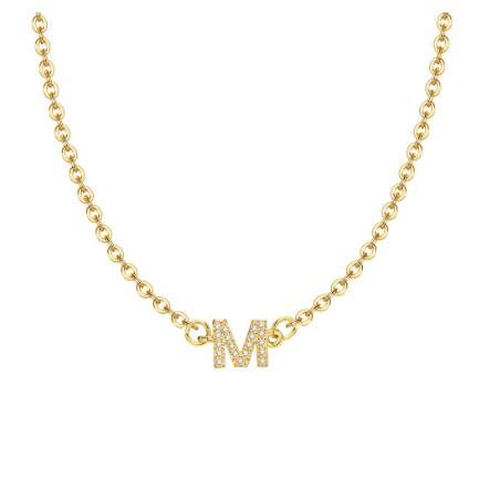 Vnox Initial Choker 18K Gold Letter A-Z Pendant Necklace Accessories for Women M