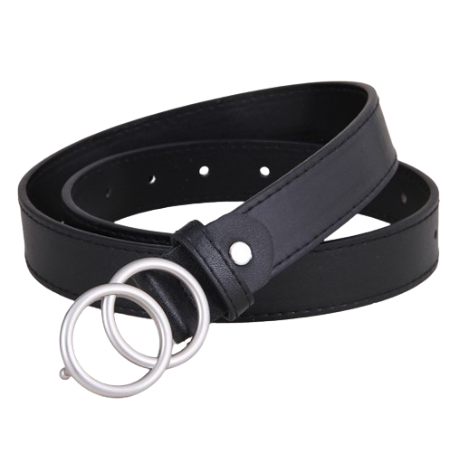 Lovito Women Casual Plain Ring Belt L69AD038 (Black)