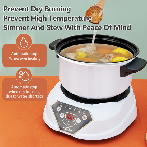 KANAZAWA 3L Electric Mini Cooker Non-Stick Split Type Multifunctional Double Handle With Steamer