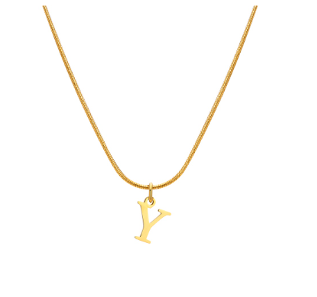 Vnox Gold 26 Capital Letter Necklace for Women,Stainless Steel Initial Pendant Necklaces Y