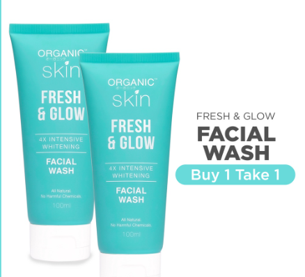 Organic Skin Japan Fresh & Glow 4x Intensive Whitening Facial Wash Cleanser 100ml Set of 2