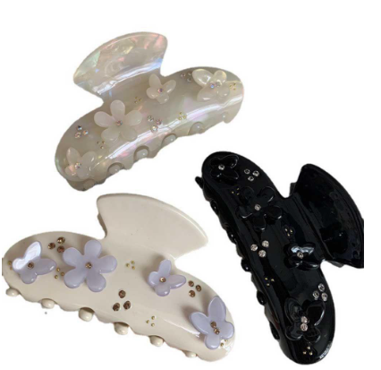 Diamond Hair Claw Trendy Sweet Simple Flower Shark Clip Headwear Washing Face Bathing Girl Women Hair Clip