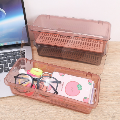 Acrylic Transparency Rectangle Food Storage Box Tea Bag Organizer with Dustproof Cover