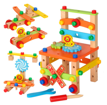 Children Toy Blocks Tools Assembling Chair DIY Assembling Multifunctional Educational Toy Blocks