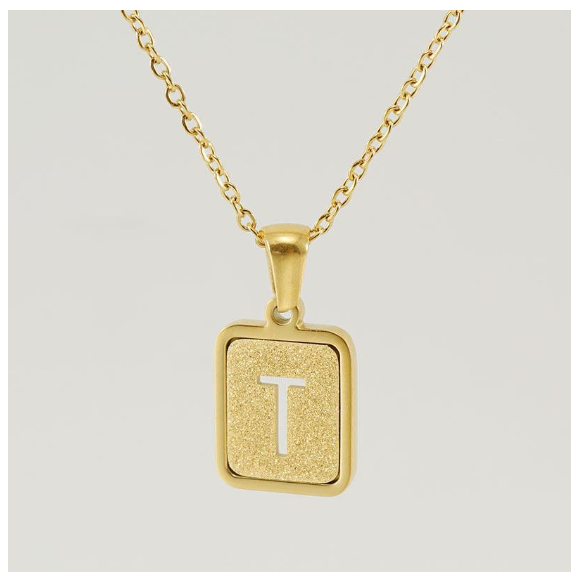 Fashionable 18K Stainless Steel Hollowed Out 26 Capital Letters Necklace for Womens Titanium Steel Letter Pendant Collarbone Chain T