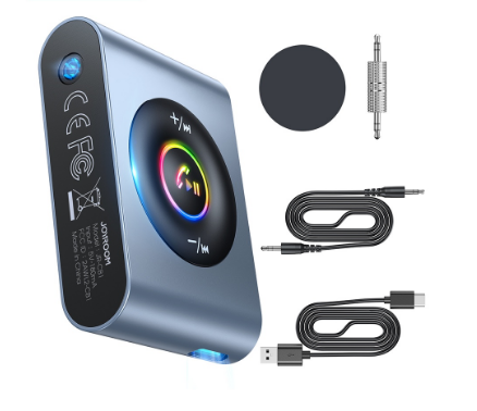 Joyroom 3 in 1 Car Aux Bluetooth Car Adapter Handfree Bluetooth 5.3 Adaptor Wireless Magnetic Audio Receiver MP3 Player LED 3.5mm AUX Radio Modulator