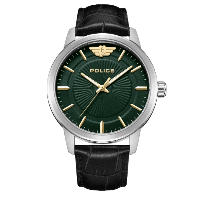 Police Raho Black Leather Analog Quartz Watch For Men PPEWJA2227411