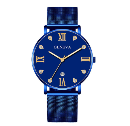 Original GENEVA Luxury Diamond Stainless Steel Waterproof Quartz Fashion Watch for men's Women's 2