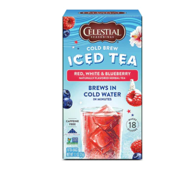 Celestial Seasonings Red White Blueberry Herbal Cool Brew Iced Tea 18 bags