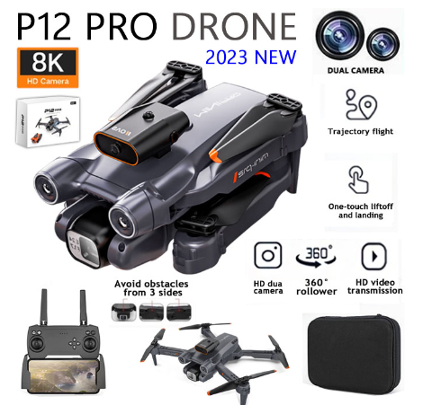 2023 New P12 Pro Drone 8K HD Camera Wi-Fi Remote Control Obstacle Avoidance Portable Mini Drone