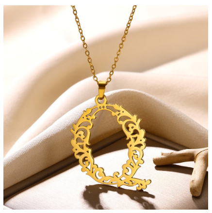 Initial Necklace for Women Men Girls Boys Gothic 18K Gold Plated 26 Letters Pendant Necklace Chain with Extension