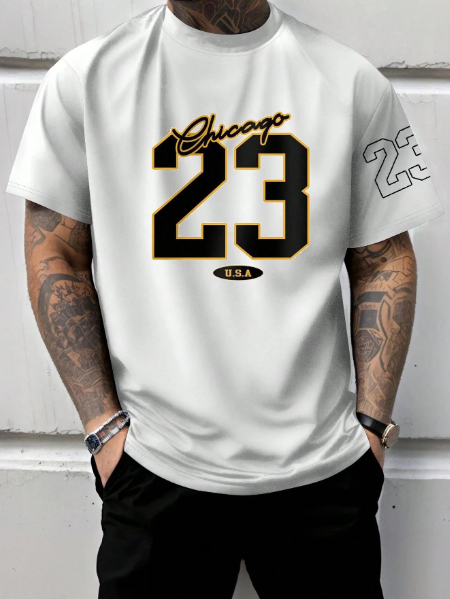 Men's Plus Size #23 Basketball Jersey Printed Short Sleeve T-Shirt