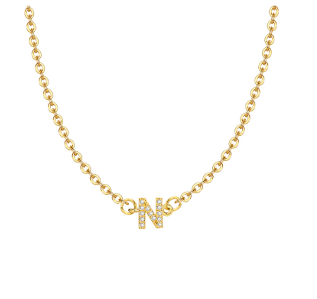 Vnox Initial Choker 18K Gold Letter A-Z Pendant Necklace Accessories for Women N