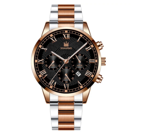 Men's Waterproof Quartz Business Wacthes Stainless Stee Original Relo Waterproof Luminous Gold Watch For Men BROWN BLACK