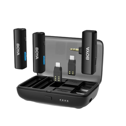 BOYALINK Wireless Lavalier Microphone with Charging Box Mini Mic for iPhone Android Cameras Vlog