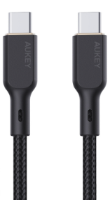 Aukey CB-KCC10 Fast Charging Cable Type C to C Kevlar Core Original Data Cable 5A 100W 1/1.8m Black/White USB-IF TID Certified for