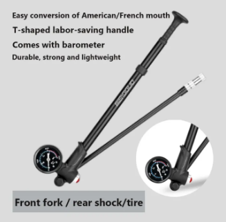 Portable High-pressure 300psi Bike Air Pump with Gauge for Fork & Rear Suspension Shock Absorber Mountain Bicycle Multifunctional Air Pump Portable Aluminum Alloy Bicycle Tire Pump Bike Accessories