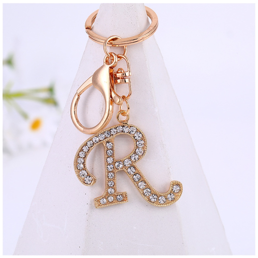 New A-Z 26 Letter Key Chains Stainless Steel Keychain Charm Fashion Accessories Key Ornaments R