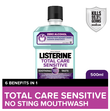 Listerine Total Care Sensitive Zero Alcohol / Alcohol free Mouthwash 500ml - For Sensitive Teeth