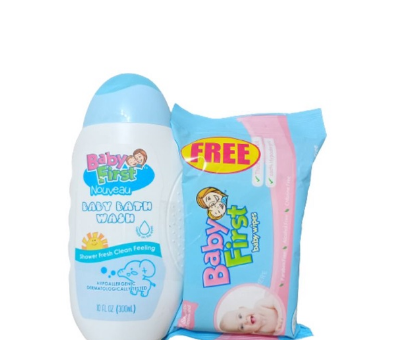 Baby First Nouveau Baby Bath Wash 300ml + Wipes 30s