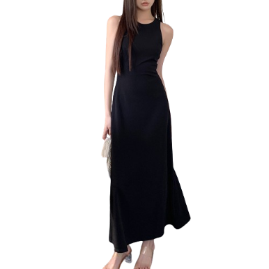 Lovito Women Backless Dress LNA21062 (Black)