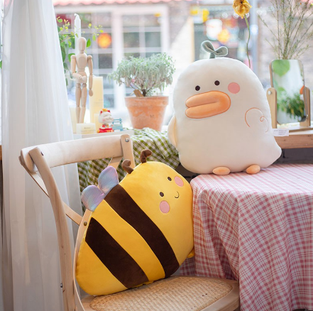 Bee Duck Plush Toy 47cm Stuff Dolls Reading Pillow Toys Animal Pillows Stuffed Doll