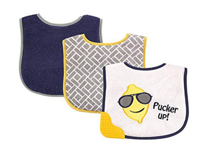 Luvable Friends 3 Pack Bib w Teether For Girls & Boys 02203 - Pucker Yellow (Overruns/Display Item)