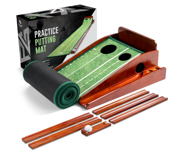 Putting Mat - Indoor Golf Putting Green for Mini Games and Practicing at Home or in The Office, with 1/2 Hole Training.- Gifts for Golfers - Golf Accessories for Men - Palladium Golf