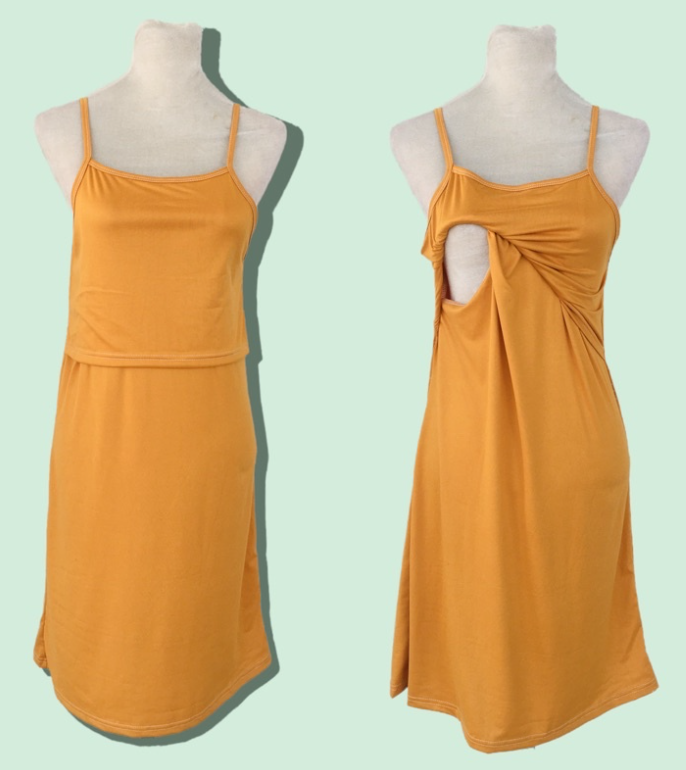 Best Moms Maternity and Nursing Spaghetti Dress Breastfeeding Wear MUSTARD