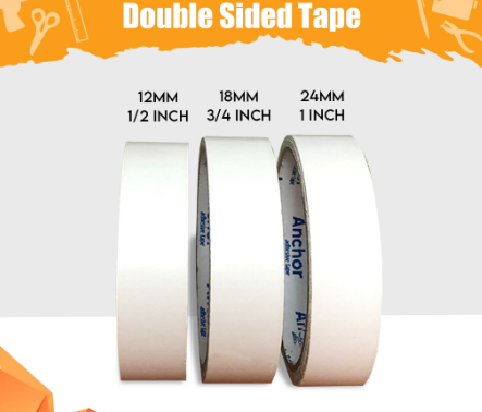 Double Sided Tape 1/2inch, 3/4inch, 1inch Strong Adhesive Tape For School Office Arts and Craft