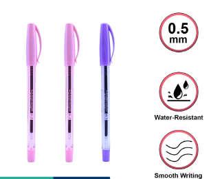 Faber-Castell 1419 Ballpen Black 3PCS Pastel Barrel (Pink, Pink, Violet) [12SP1419PPV3]