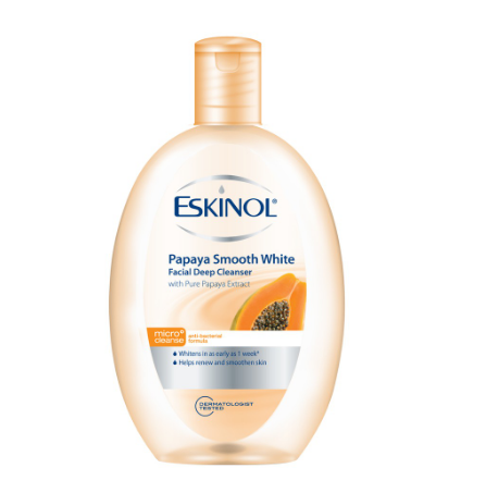 Eskinol Facial Deep Cleanser Papaya Smooth White 225ml With Pure Papaya Extract
