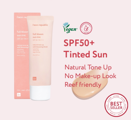 Face Republic Full Bloom Sun Tint SPF50+ PA++++ 50mL [ Reef Safe / Niacinamide] Vegan