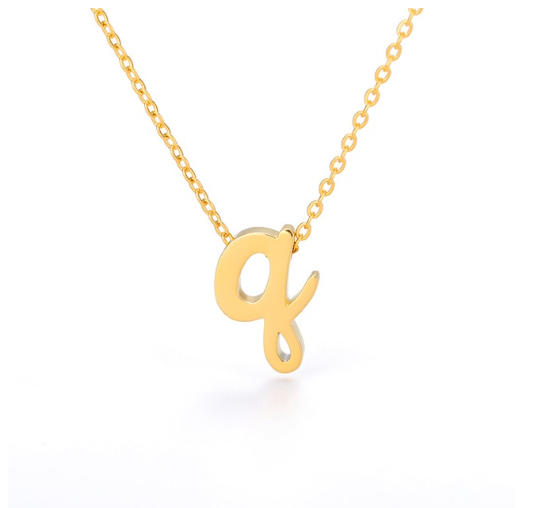 Maxzone Tiny Initial Letter Necklaces For Women Stainless Steel Old English Letter Vintage Necklace Boho Birthday Gothic Jewelry Gift Q